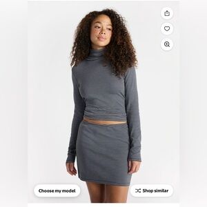 Striped Black and White Turtleneck Top and Skirt Set size XS new